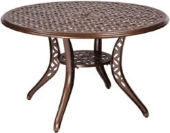 Woodard Aluminum Casa 48" Round Umbrella Dining Table -Patio Furniture Store woodard aluminum casa 48 round umbrella dining table 17 51363.1669673676