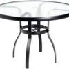 Woodard Aluminum Deluxe Obscure Glass Top Round Umbrella Dining Table - Multiple Sizes