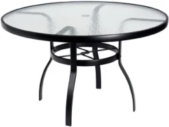 Woodard Aluminum Deluxe Obscure Glass Top Round Umbrella Dining Table - Multiple Sizes -Patio Furniture Store woodard aluminum deluxe obscure glass top round umbrella dining table multiple sizes 55 70134.1646967542