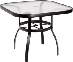 Woodard Aluminum Deluxe Obscure Glass Top Square Umbrella Dining Table - Multiple Sizes