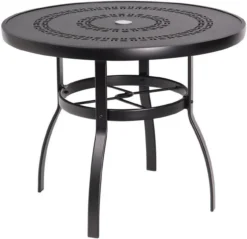 Woodard Aluminum Deluxe Trellis Top Round Umbrella Dining Table - Multiple Sizes -Patio Furniture Store woodard aluminum deluxe trellis top round umbrella dining table multiple sizes 41 14273.1646967556