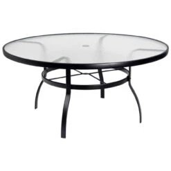 Woodard Deluxe Aluminum 48" Round Umbrella Table - Textured Black
