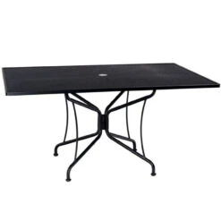 Woodard Deluxe Aluminum 60" Premium Mesh Top Wrought Iron Rectangular Umbrella Dining Table