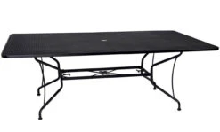 Woodard Deluxe Aluminum 80" Premium Mesh Top Wrought Iron Rectangular Umbrella Dining Table