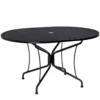 Woodard Deluxe Aluminum Large Premium Mesh Top Wrought Iron Oval Umbrella Dining Table - Multiple Sizes