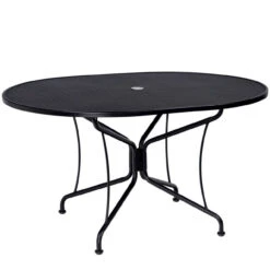 Woodard Deluxe Aluminum Large Premium Mesh Top Wrought Iron Oval Umbrella Dining Table - Multiple Sizes