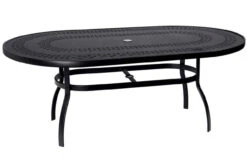 Woodard Deluxe Aluminum Large Trellis Top 43" Oval Umbrella Dining Table