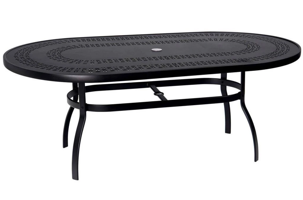 Woodard Deluxe Aluminum Large Trellis Top 43" Oval Umbrella Dining Table 1 Woodard Deluxe Aluminum Large Trellis Top 43" Oval Umbrella Dining Table
