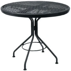 Woodard Mesh Top Wrought Iron 30" Round Dining Table - In Stock Cafe' Series - Textured Black