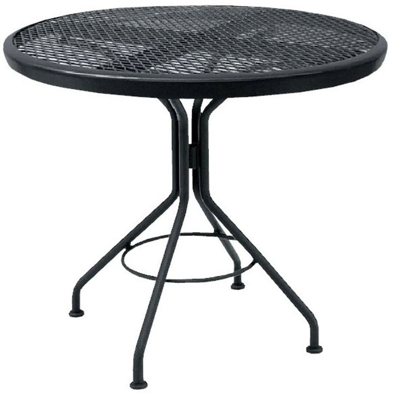 Woodard Mesh Top Wrought Iron 30" Round Dining Table - In Stock Cafe' Series - Textured Black 1 Woodard Mesh Top Wrought Iron 30" Round Dining Table - In Stock Cafe' Series - Textured Black