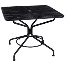 Woodard Mesh Top Wrought Iron 36" Square Dining Umbrella Table - In Stock Cafe' Series - Textured Black