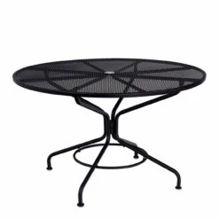 Woodard Mesh Top Wrought Iron 48" Round Dining Umbrella Table