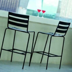 Woodard Metro Wrought Iron Stationary Bar Stool (Set Of 2) - In Stock Cafe' Series
