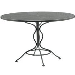 Woodard Wrought Iron Mesh Top Round Umbrella Dining Table - Multiple Sizes