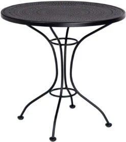 Woodard Wrought Iron 30" Round Patterned Top Bistro Table