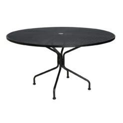 Woodard Wrought Iron Premium Mesh Top Round Umbrella Dining Table - Multiple Sizes
