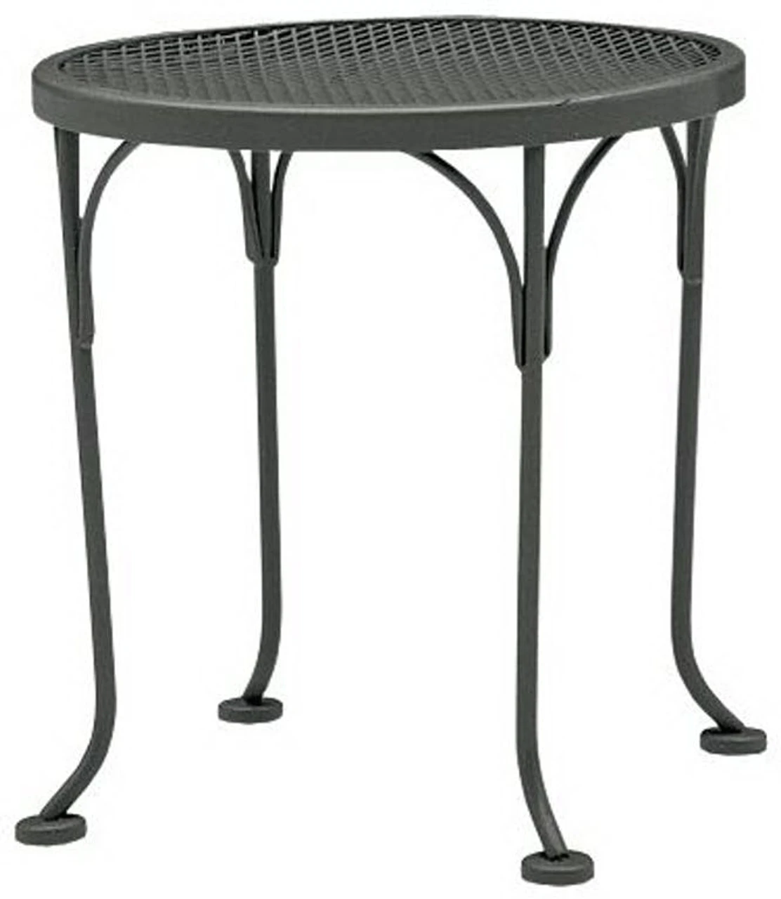 Woodard Wrought Iron Round Decorative 17" Wide Mesh Top Side Table 3 Woodard Wrought Iron Round Decorative 17" Wide Mesh Top Side Table - Image 3